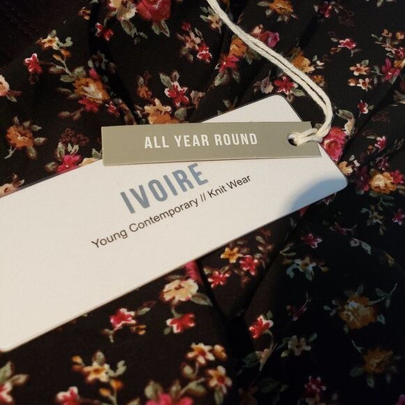 NEW Womens Pretty Black Dainty Pink Floral Open Front Cardigan Sweater L large - Picture 8 of 9